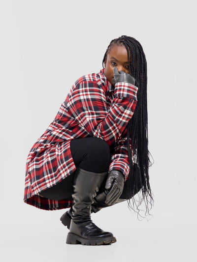 Zoya Aridi Unisex Shacket (Flannel) - Red Flannel - Shopzetu