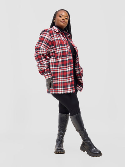 Zoya Aridi Unisex Shacket (Flannel) - Red/Black