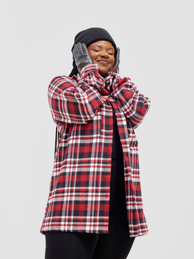Zoya Aridi Unisex Shacket (Flannel) - Red Flannel - Shopzetu
