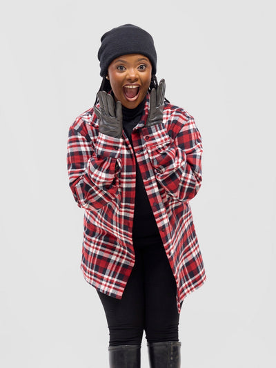 Zoya Aridi Unisex Shacket (Flannel) - Red Flannel - Shopzetu