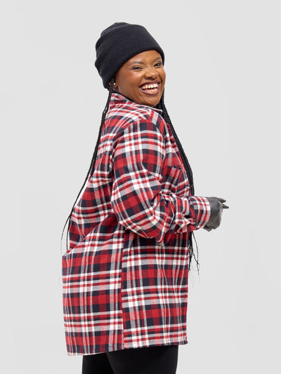 Zoya Aridi Unisex Shacket (Flannel) - Red Flannel - Shopzetu