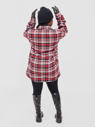 Zoya Aridi Unisex Shacket (Flannel) - Red Flannel - Shopzetu