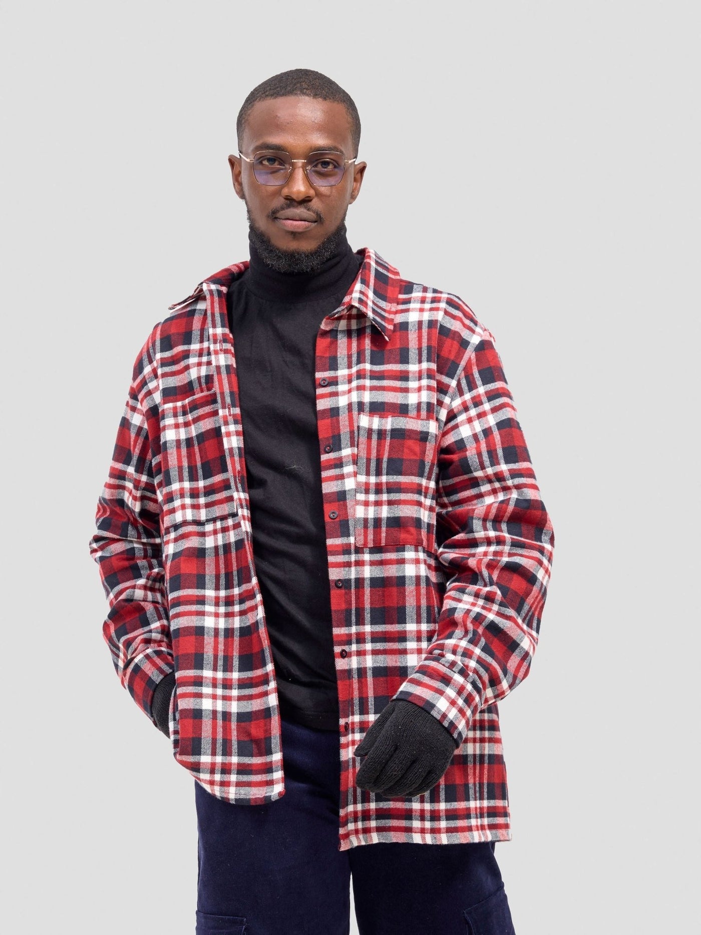 Zoya Aridi Unisex Shacket (Flannel) - Red Flannel - Shopzetu