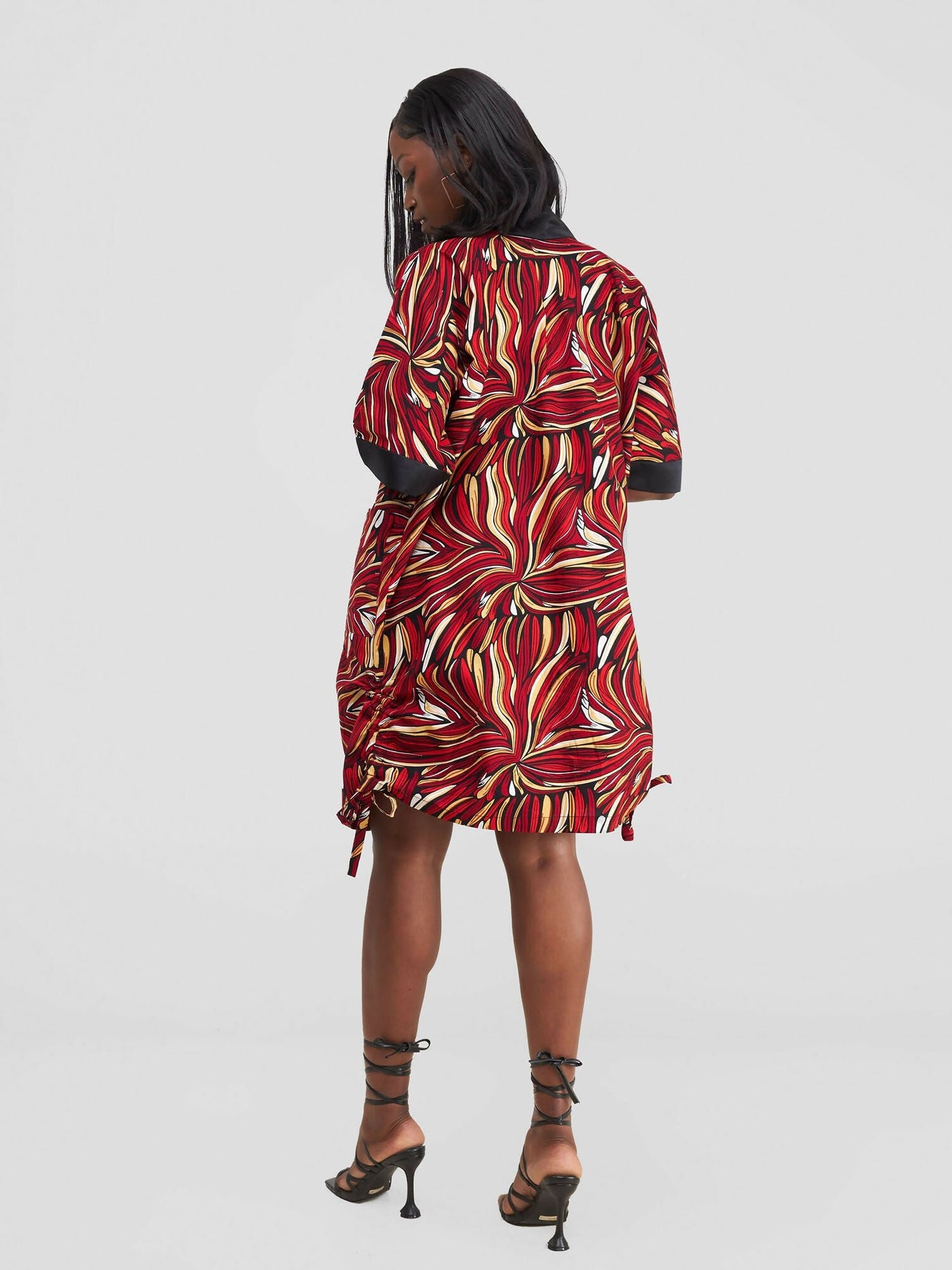 Kafoina Kimono - Red / Yellow Print - Shopzetu