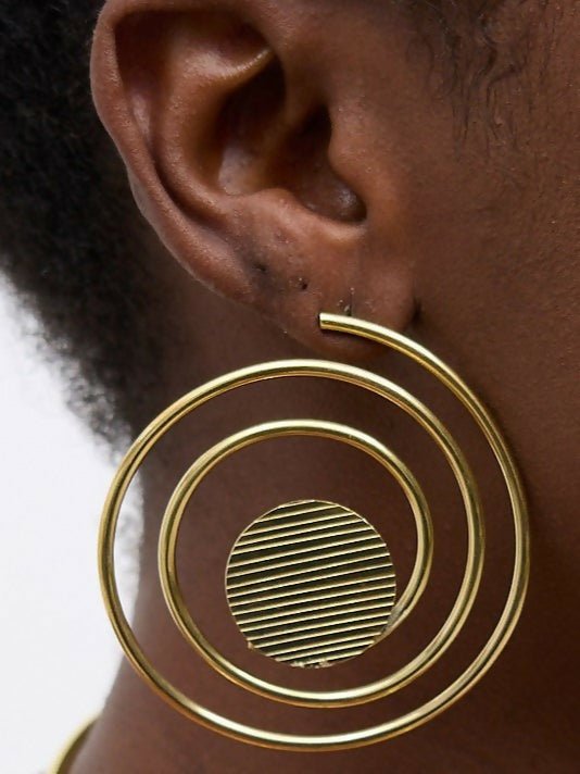 Purely Brass Kibali Brass Earring - Brass - Shopzetu