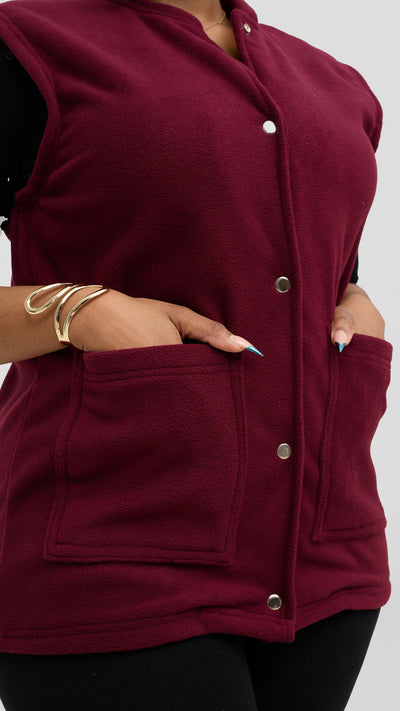 Timyt Urban Wear Fleece With Frontal Pockets & Press Button Sweaters - Maroon
