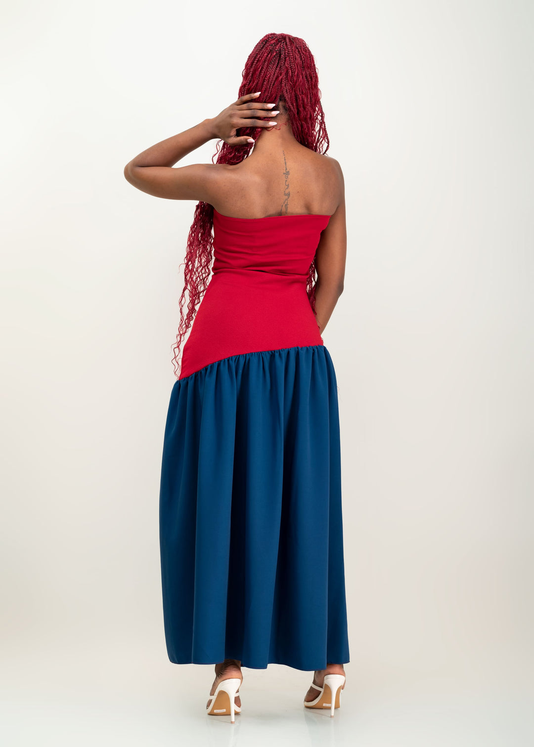 Da'Joy Fashions Antares Dress - Maroon / Sapphire Blue