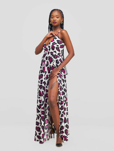 Kenya Spaghetti Sleeveless Dress - Animal Print