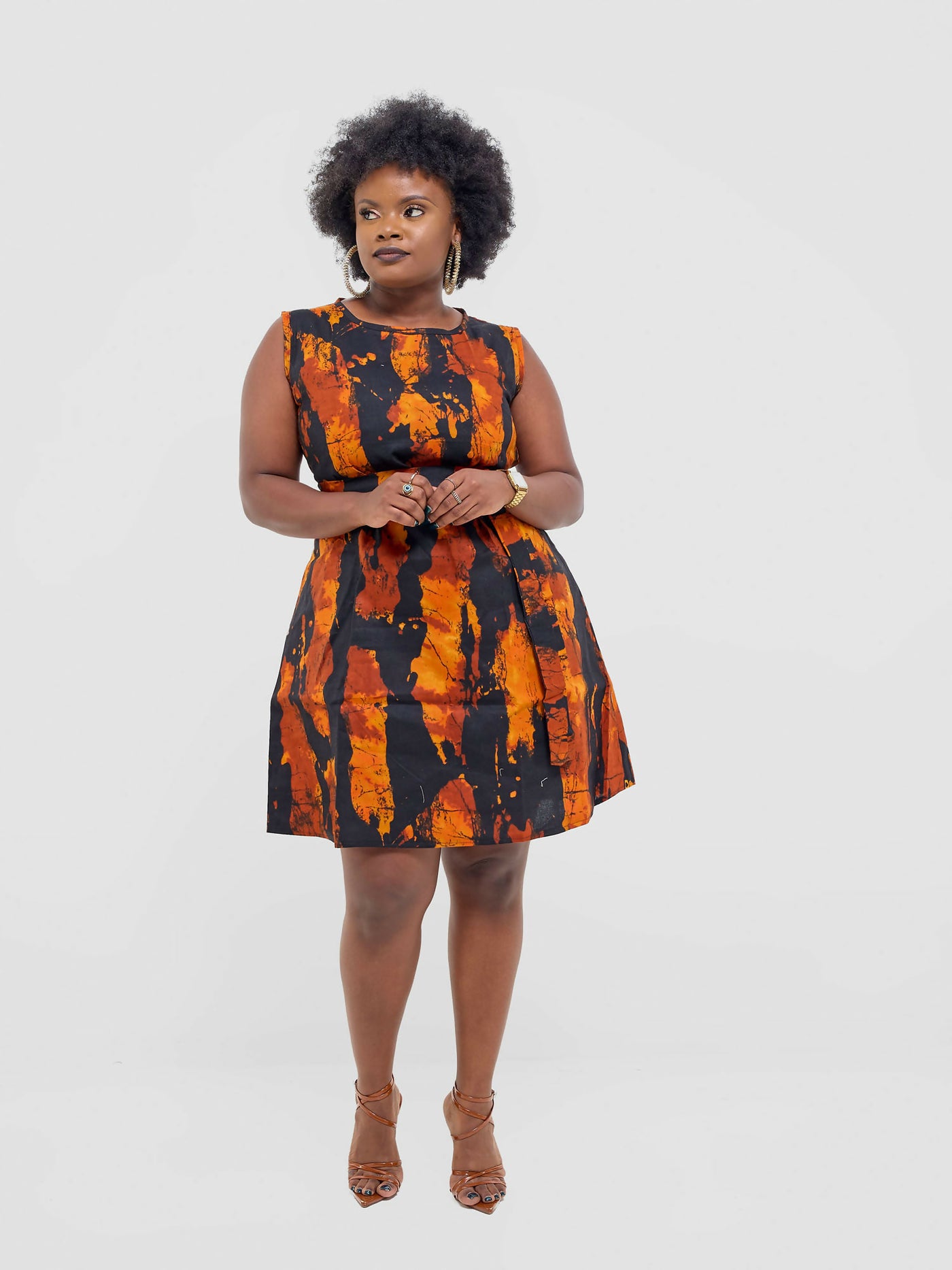 Lokali Dala Shift Dress - Brown / Black - Shopzetu