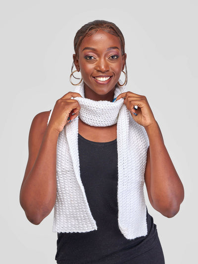 Infy Knit Wear Scarves - White - Shopzetu