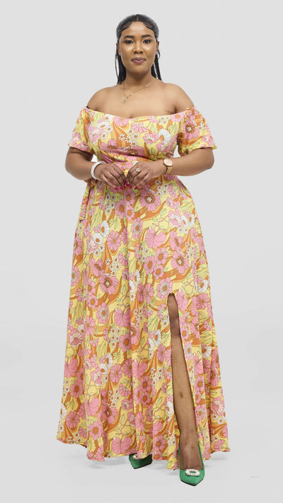Silk House Collection Malaika Skirt Set -Olive Green/Mustard Combo