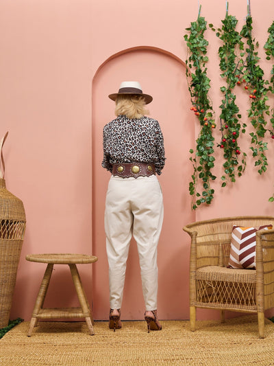 Safari Chui Placket Top - Chui Print - Shopzetu