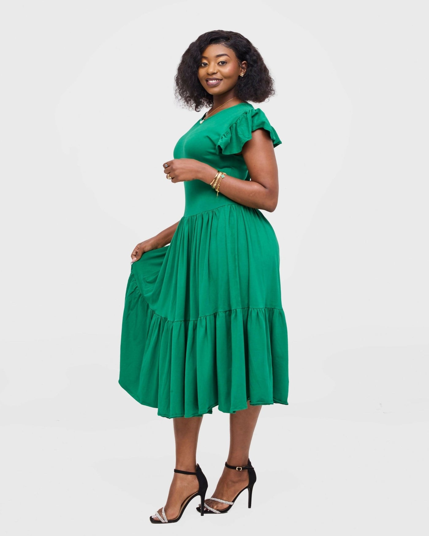 Gravio Fashions Emeria Midi Dress - Green - Shopzetu