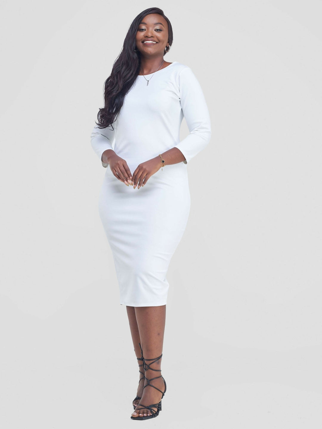 Tiara Fashions Panther Piped Dress - White - Shopzetu
