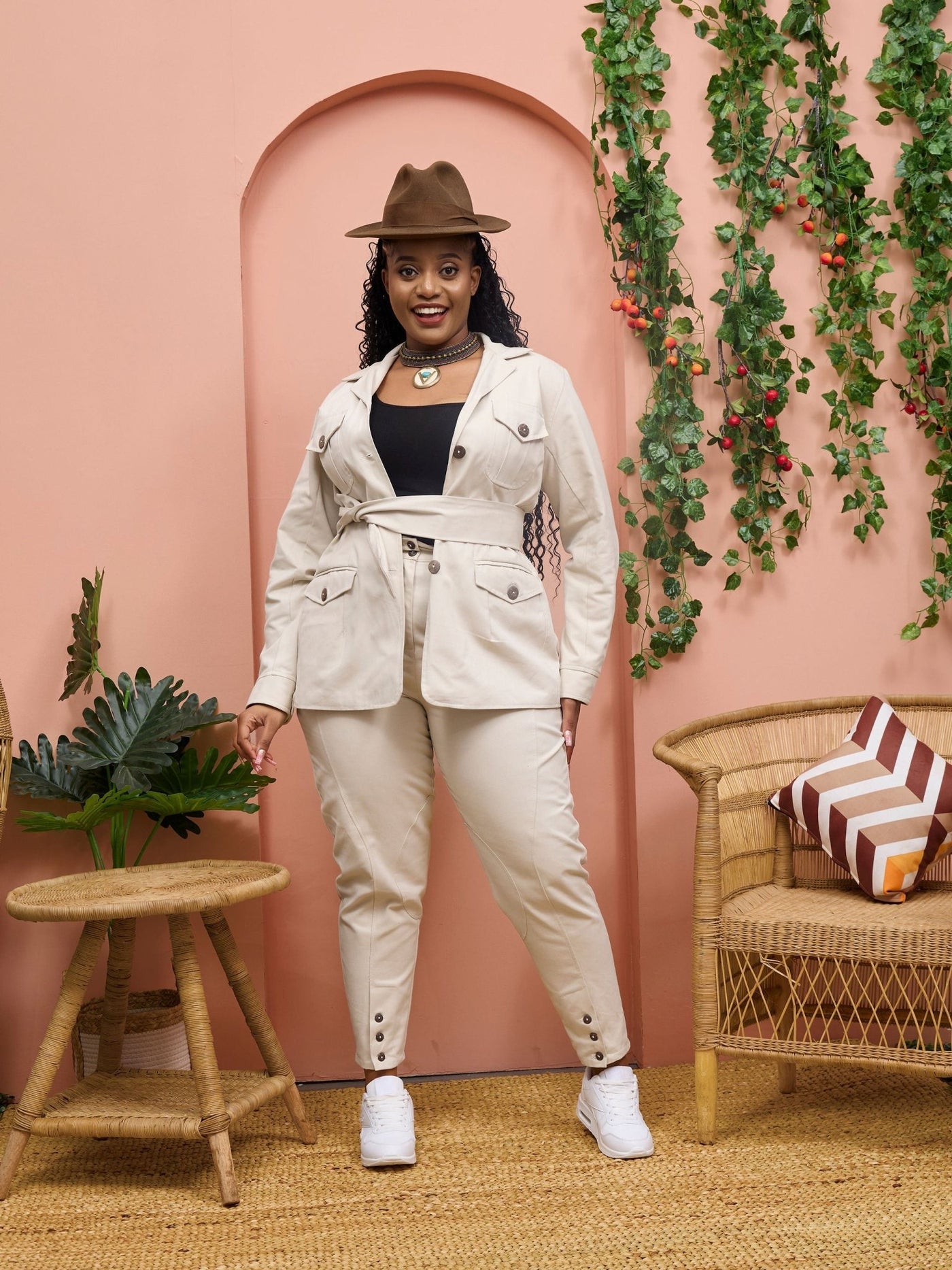 Safari Chui Lined Jacket - White Cloud - Shopzetu
