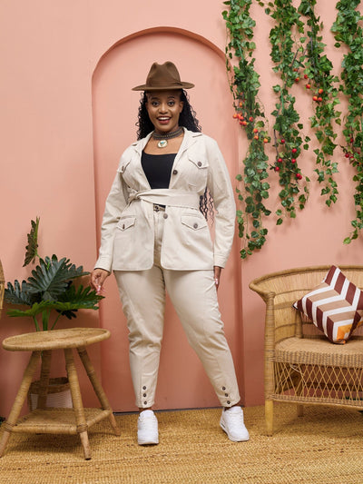 Safari Chui Lined Jacket - White Cloud - Shopzetu