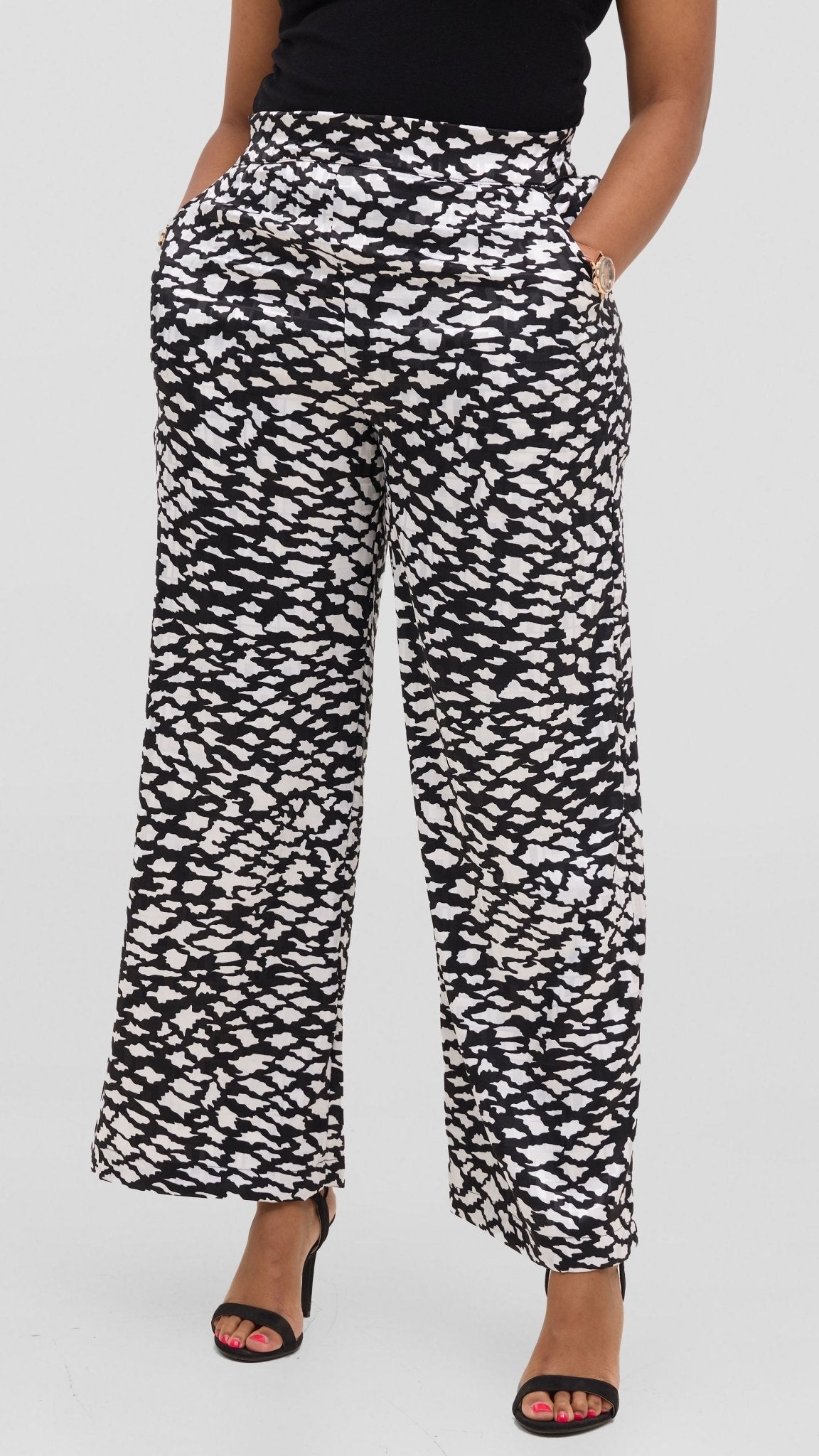Vivo Samira Pants - Cream / Black Print - Shopzetu