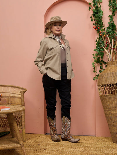 Safari Chui Heavy Shirt - Taupe - Shopzetu