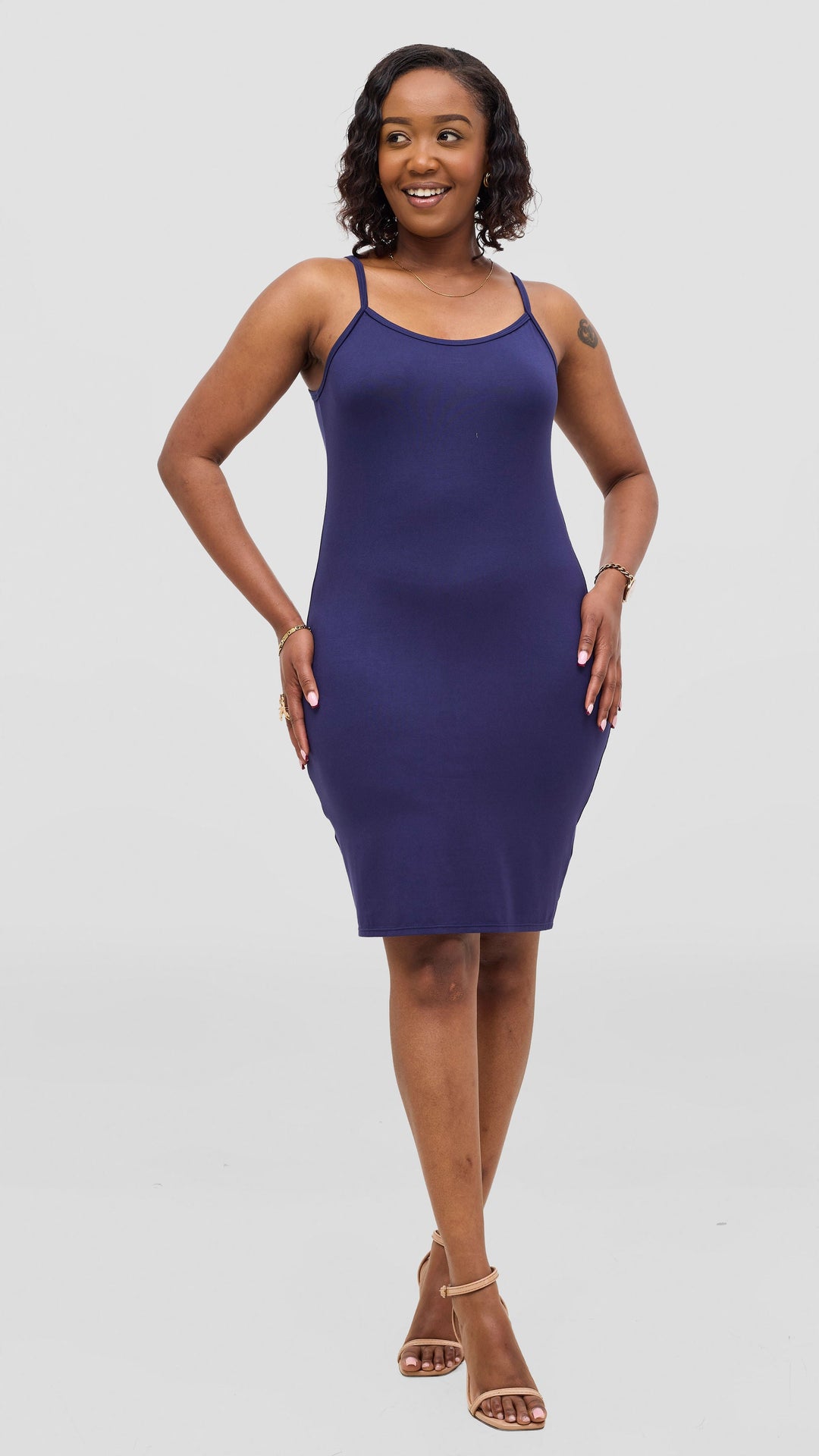 Vivo Rayon Jersey Slip Dress - Navy