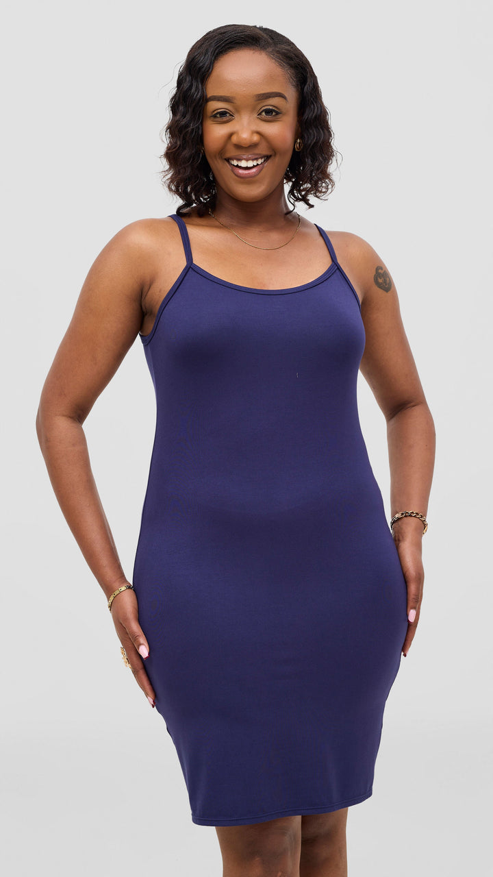 Vivo Rayon Jersey Slip Dress - Navy