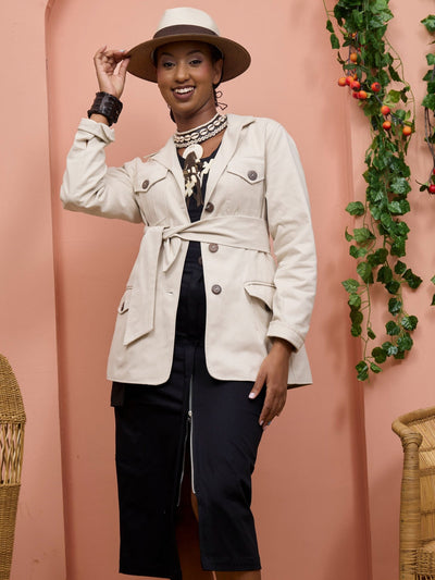 Safari Chui Lined Jacket - White Cloud - Shopzetu