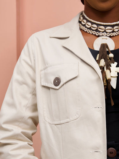 Safari Chui Lined Jacket - White Cloud - Shopzetu