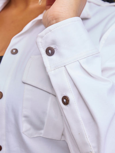 Safari Chui Heavy Shirt - White - Shopzetu
