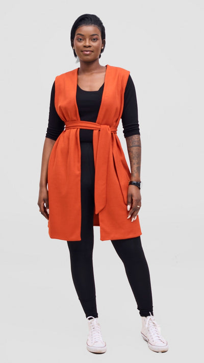 Vivo Selah Double Layered Coat - Rust - Shopzetu