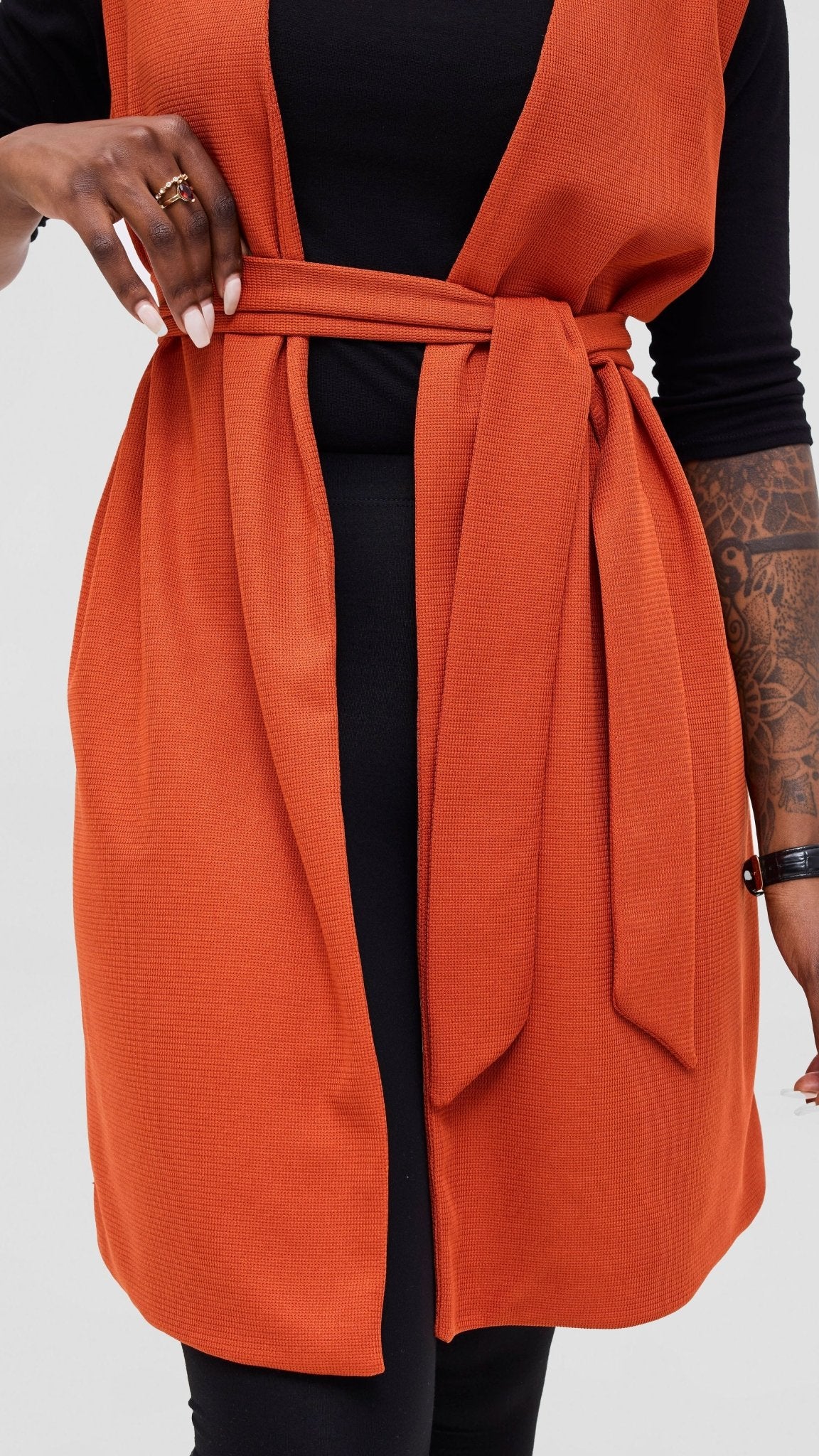 Vivo Selah Double Layered Coat - Rust - Shopzetu