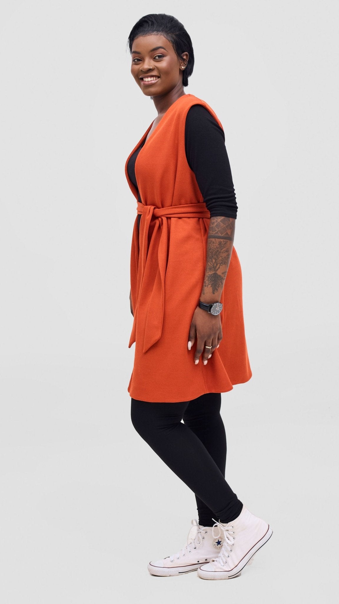 Vivo Selah Double Layered Coat - Rust - Shopzetu