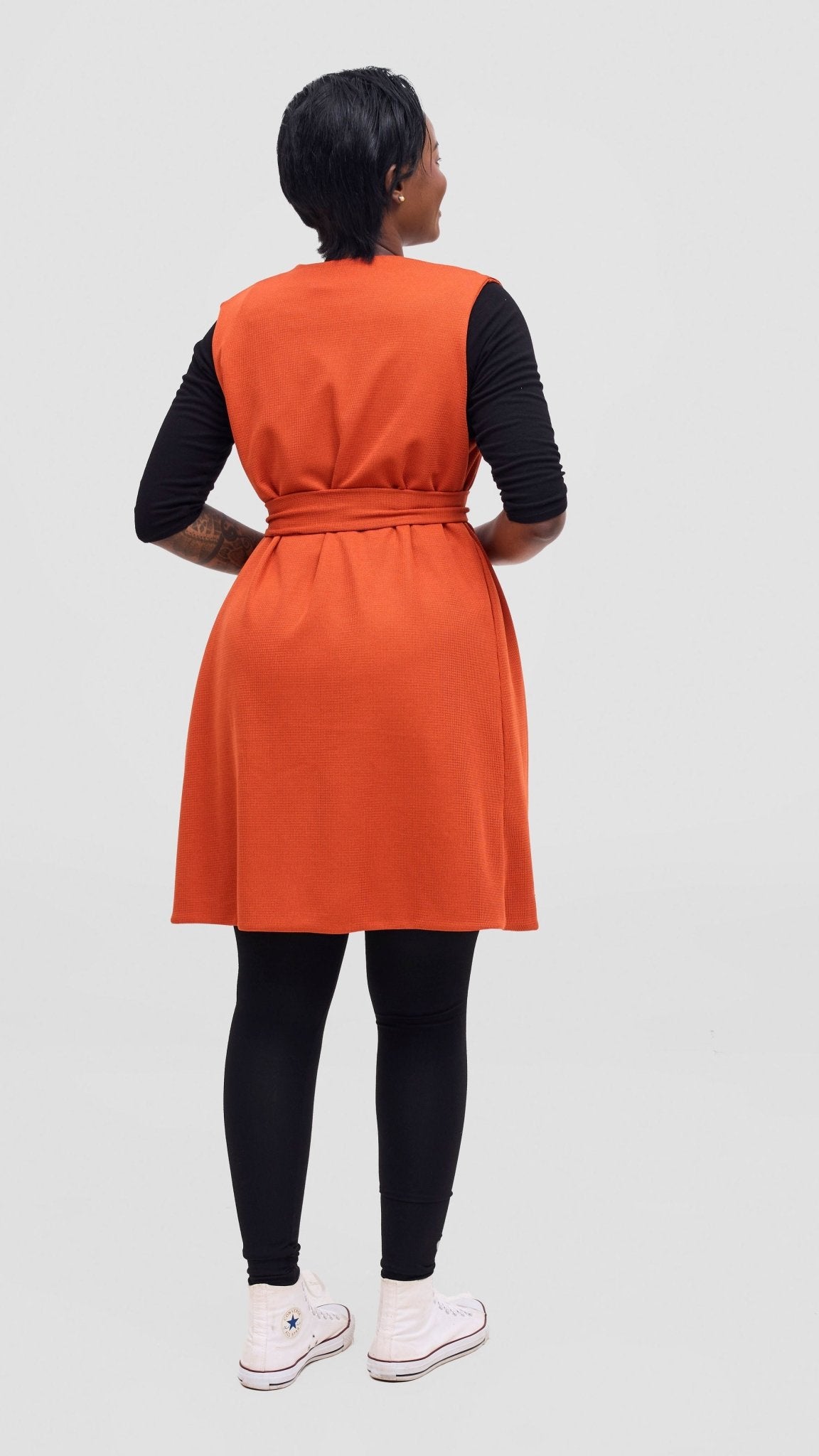 Vivo Selah Double Layered Coat - Rust - Shopzetu