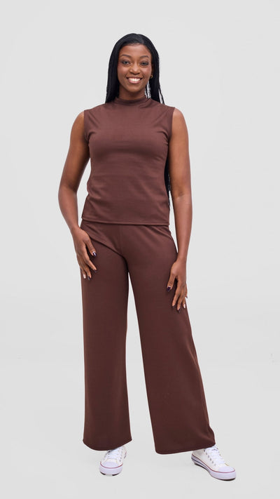 Vivo Selah Mock Neck Top - Chocolate - Shopzetu