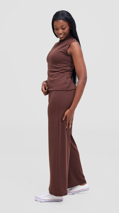 Vivo Selah Mock Neck Top - Chocolate - Shopzetu