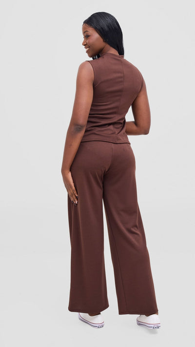 Vivo Selah Mock Neck Top - Chocolate - Shopzetu