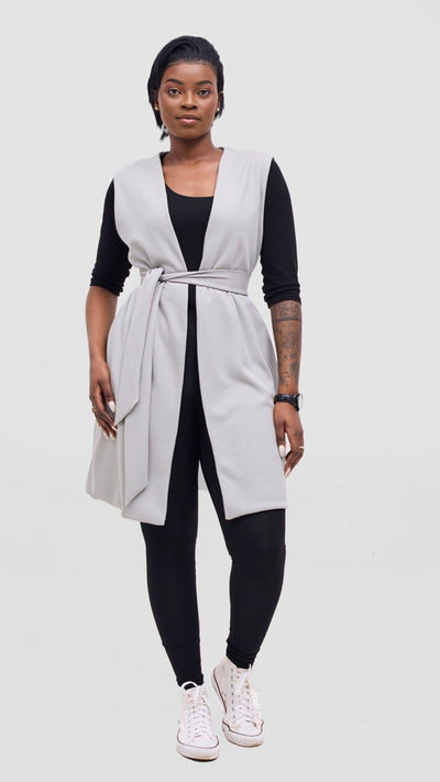 Vivo Selah Double Layered Coat - Light Grey - Shopzetu