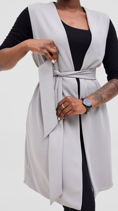 Vivo Selah Double Layered Coat - Light Grey - Shopzetu