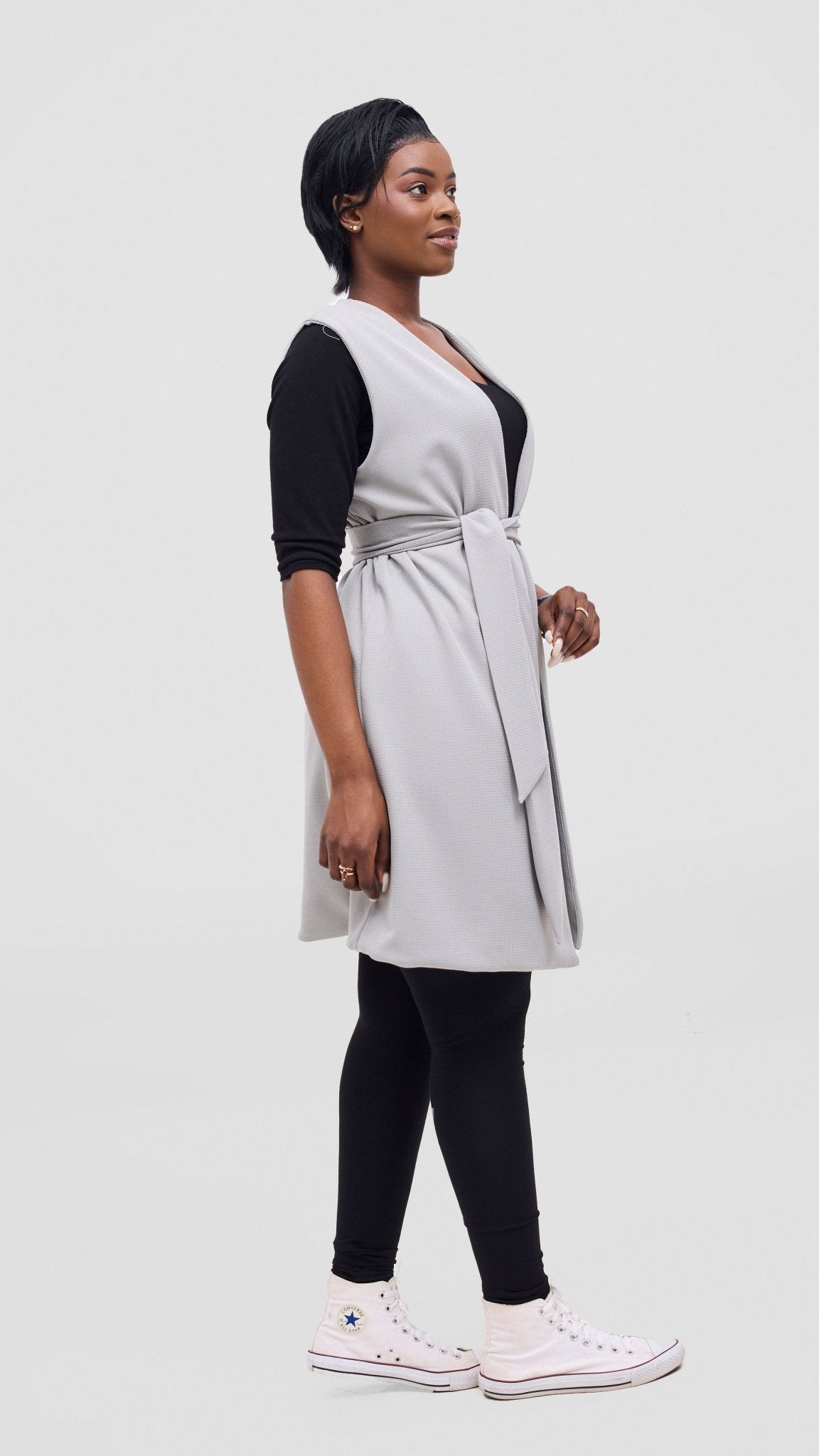 Vivo Selah Double Layered Coat - Light Grey - Shopzetu