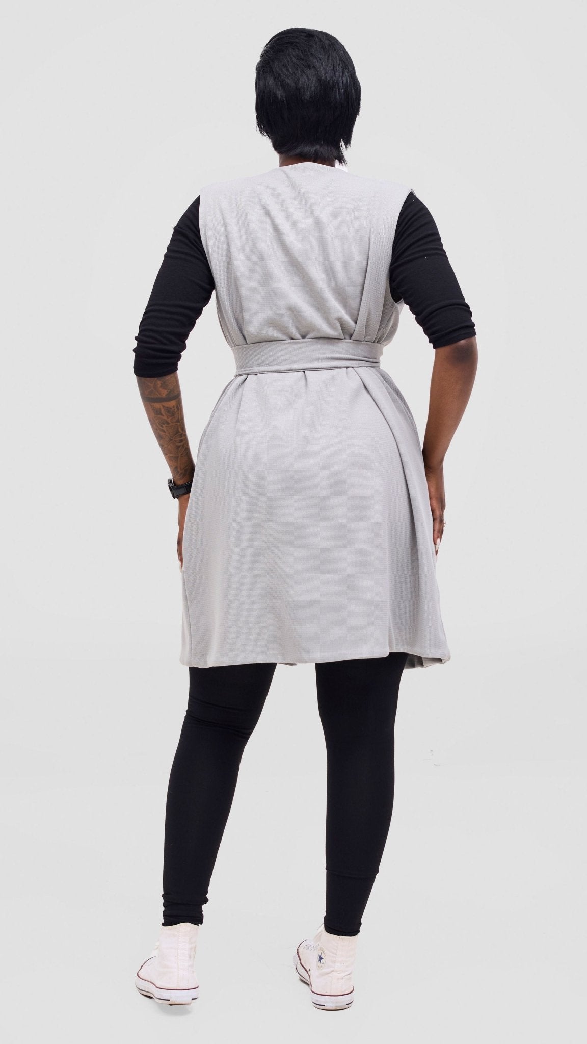 Vivo Selah Double Layered Coat - Light Grey - Shopzetu
