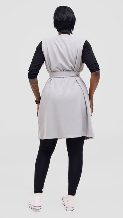 Vivo Selah Double Layered Coat - Light Grey - Shopzetu