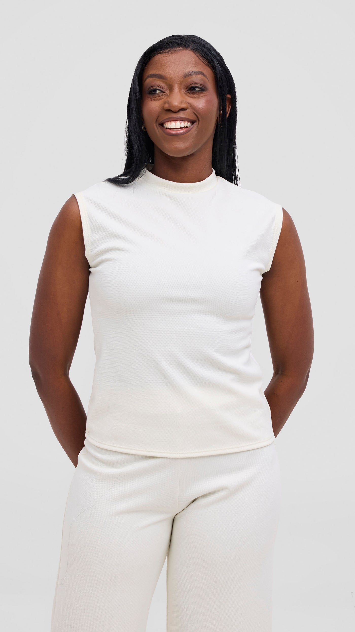 Vivo Selah Mock Neck Top - Buttermilk