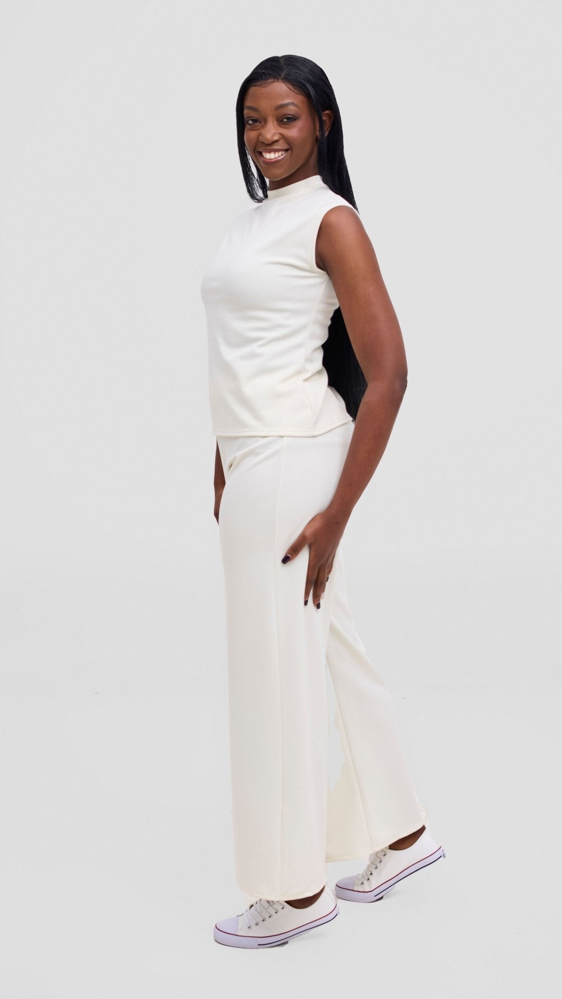 Vivo Selah Mock Neck Top - Buttermilk - Shopzetu