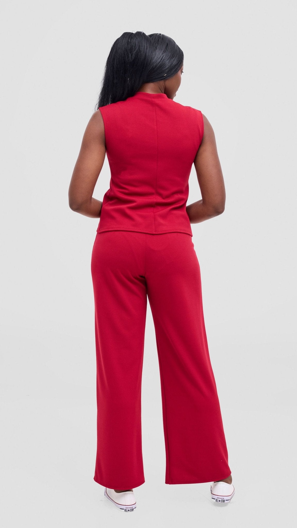Vivo Selah Mock Neck Top - Dark Red - Shopzetu