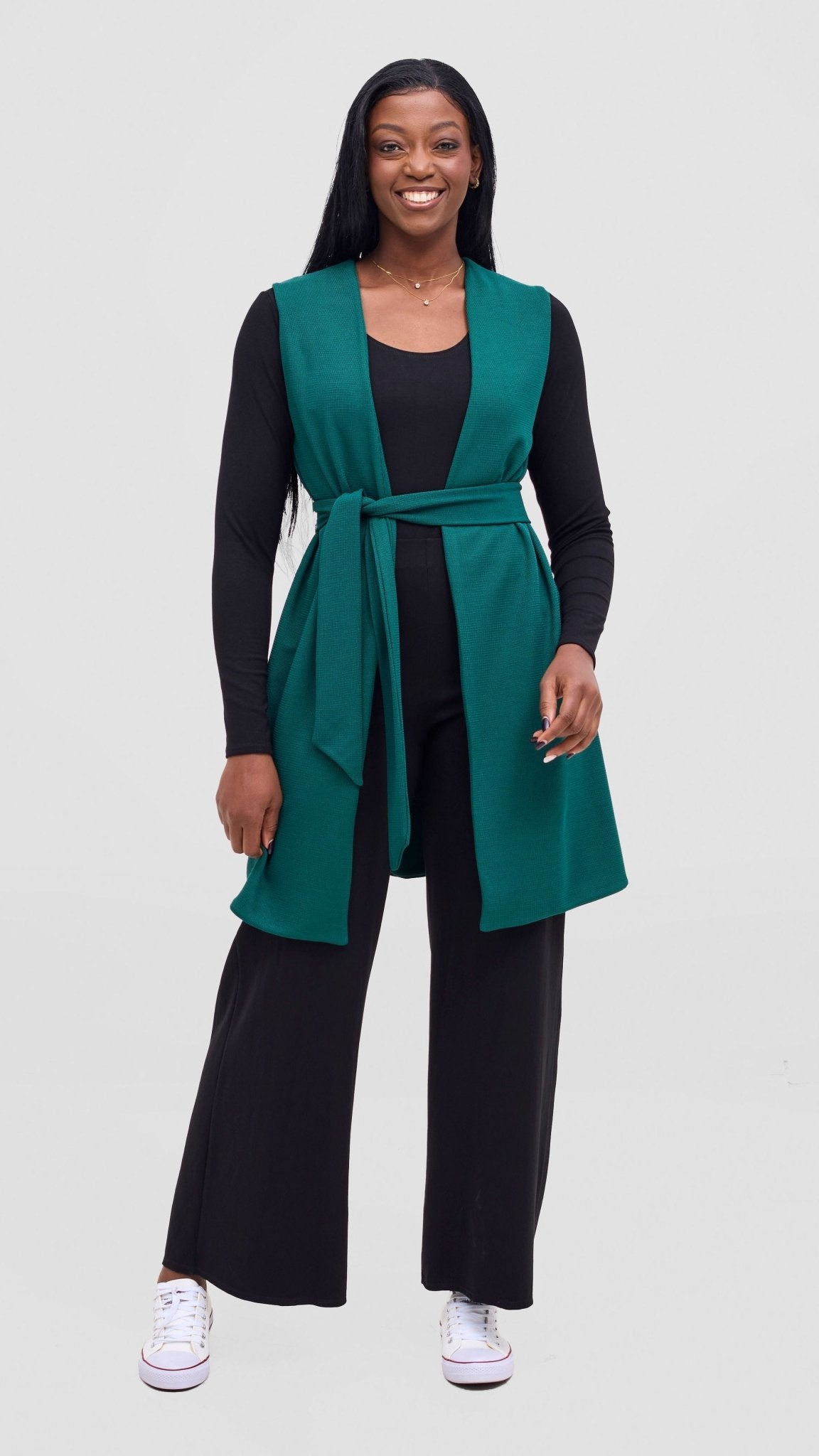 Vivo Selah Double Layered Coat - Dark Green - Shopzetu