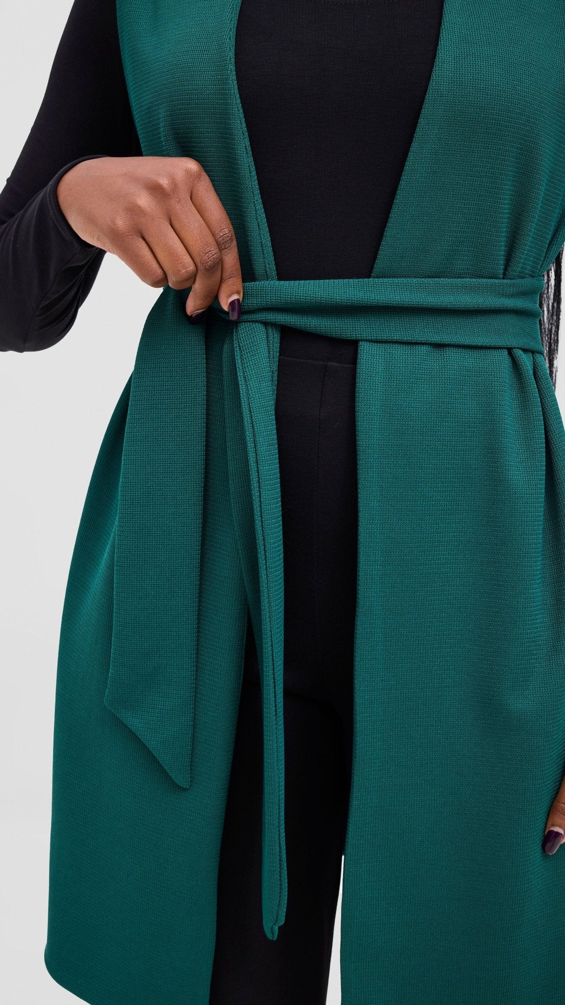 Vivo Selah Double Layered Coat - Dark Green - Shopzetu