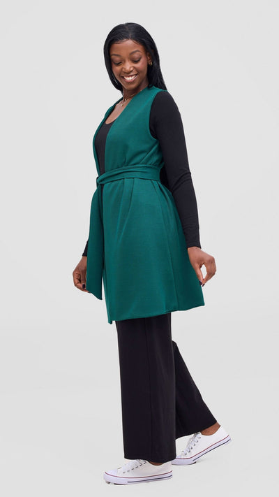 Vivo Selah Double Layered Coat - Dark Green - Shopzetu
