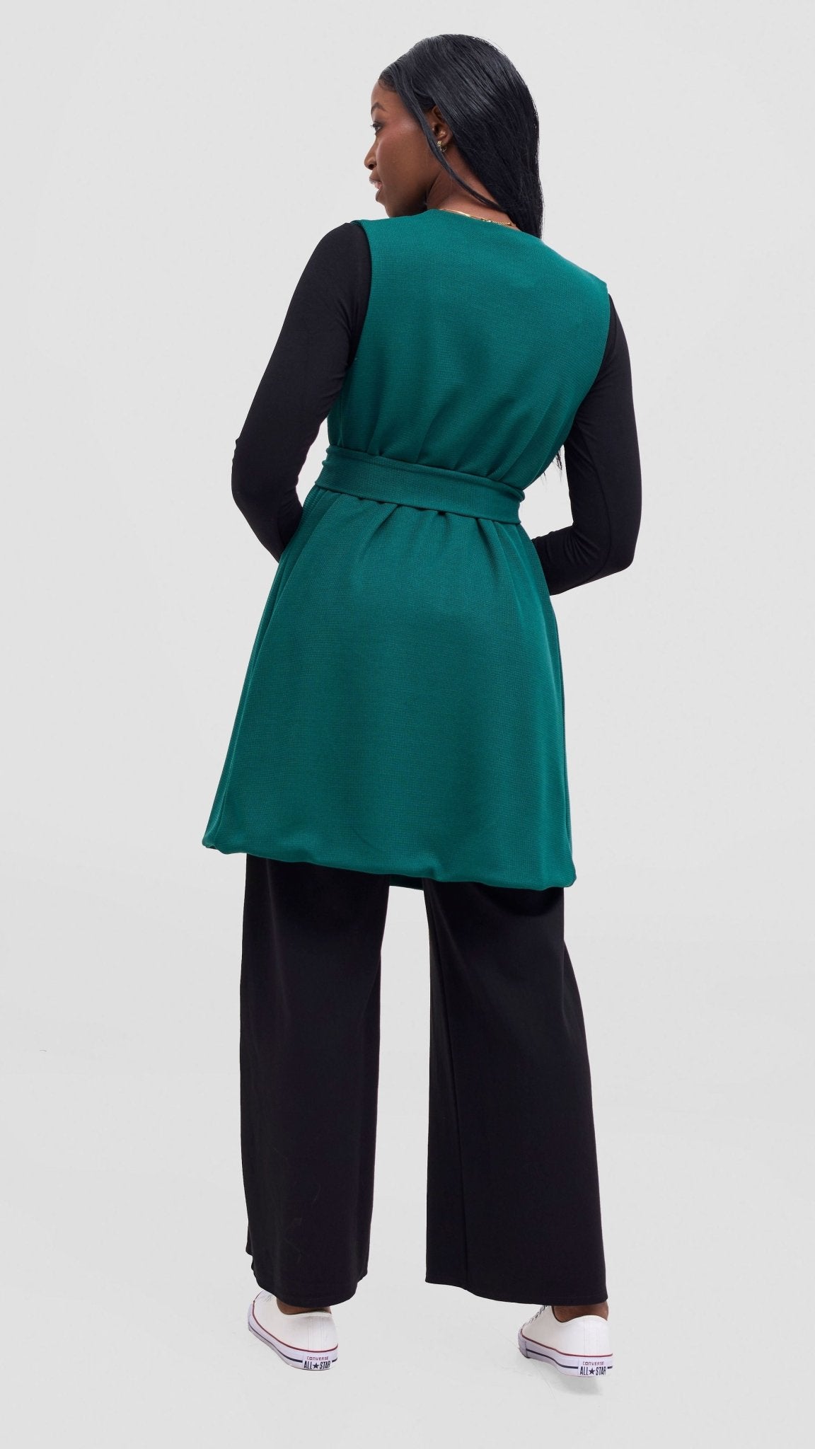 Vivo Selah Double Layered Coat - Dark Green - Shopzetu