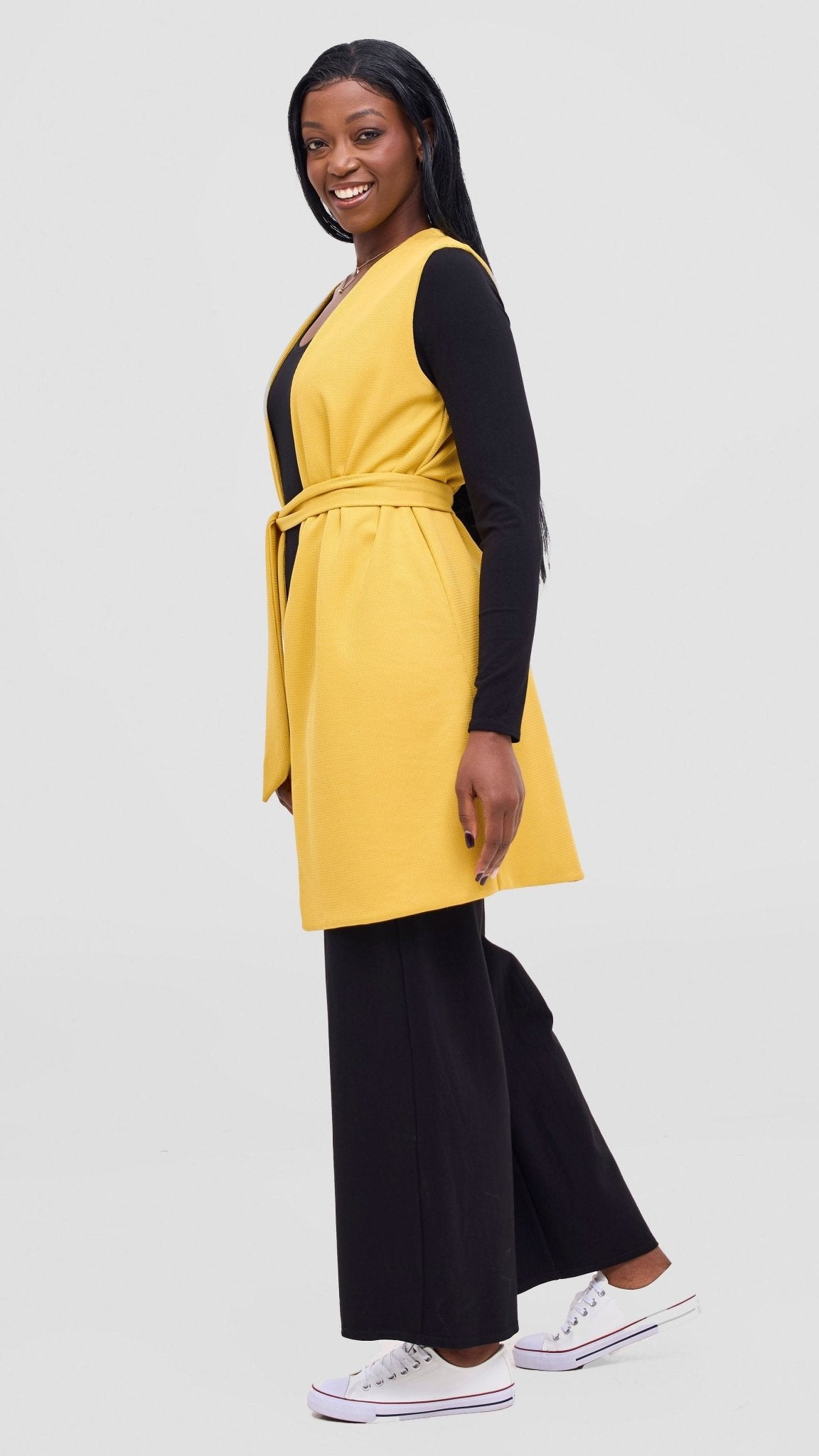 Vivo Selah Double Layered Coat - Mustard - Shopzetu