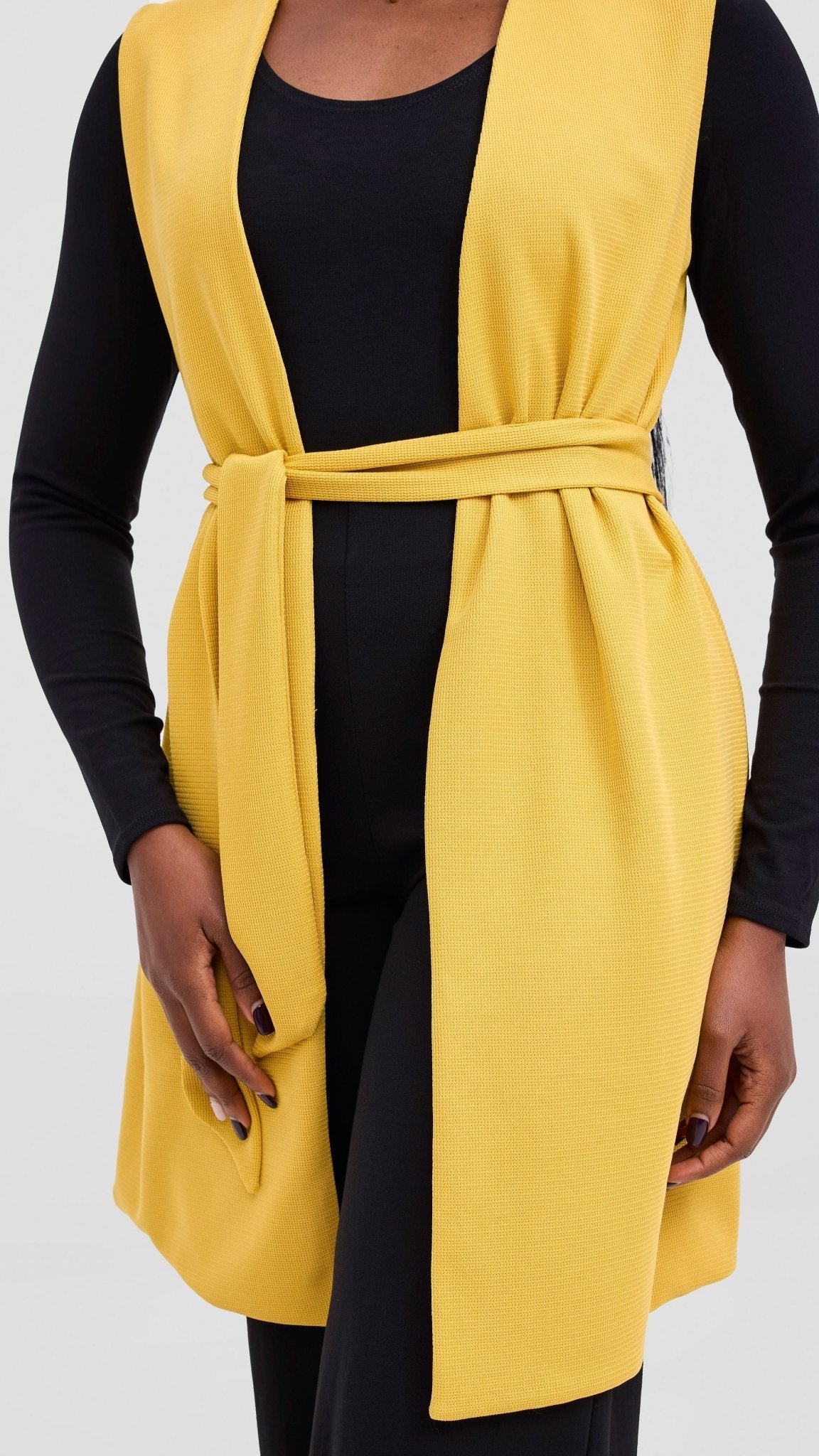 Vivo Selah Double Layered Coat - Mustard - Shopzetu
