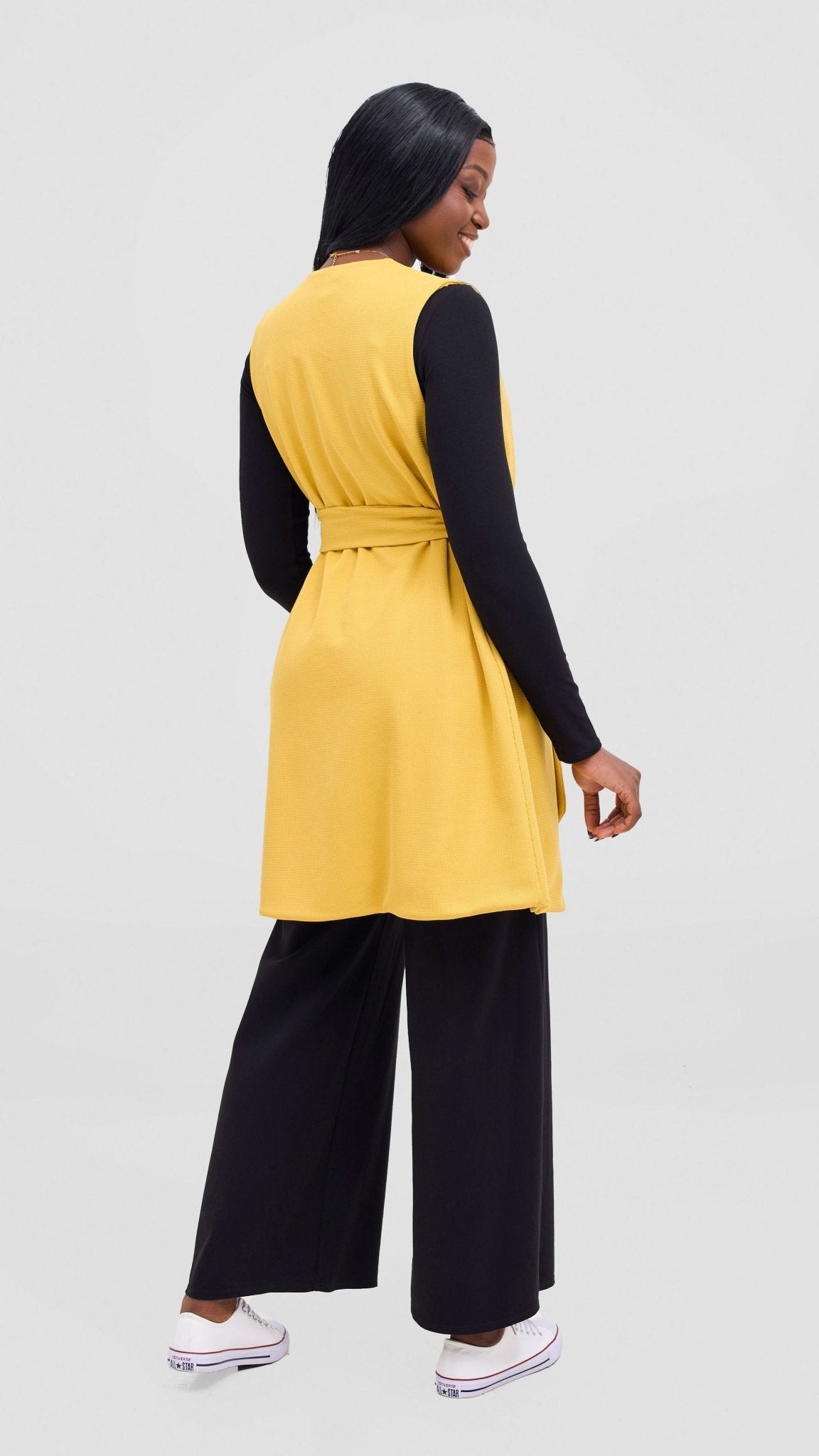 Vivo Selah Double Layered Coat - Mustard - Shopzetu