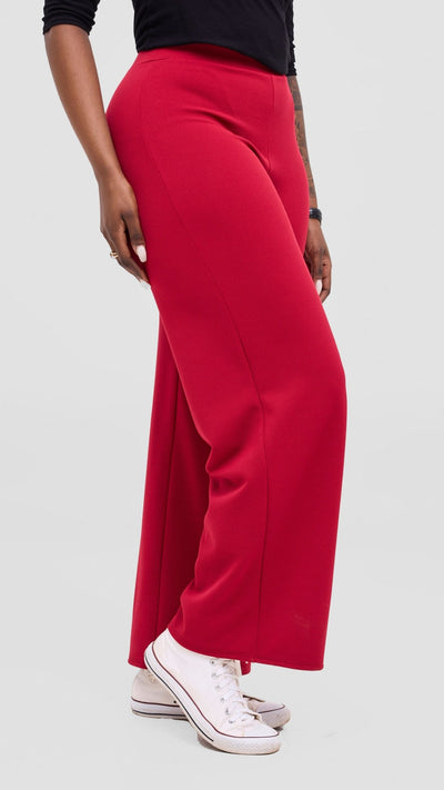 Vivo Selah Pallazo Pants - Dark Red - Shopzetu